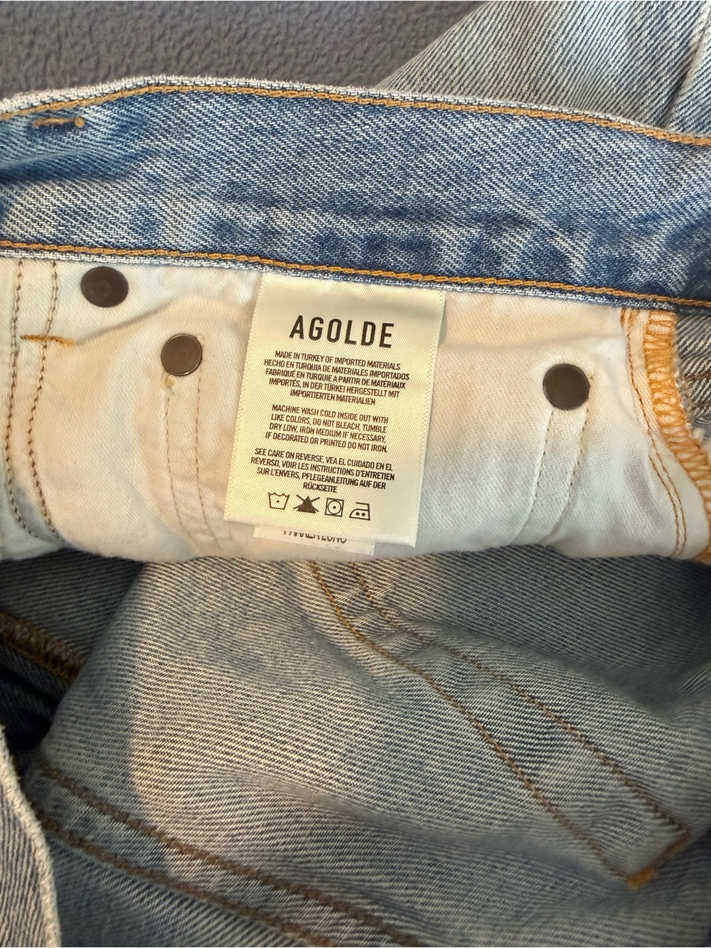 Agolde Light Blue Distressed High-Rise Denim Cutoff Shorts - Picture 6 of 7